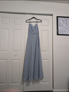 Elegant Light Blue Spaghetti-Strap Maxi Dress